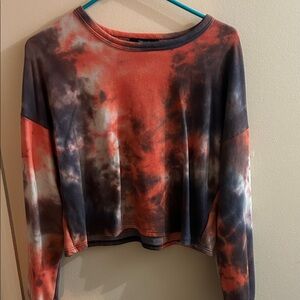 Forever 21 Red and Black Tie-Dye Sweatshirt